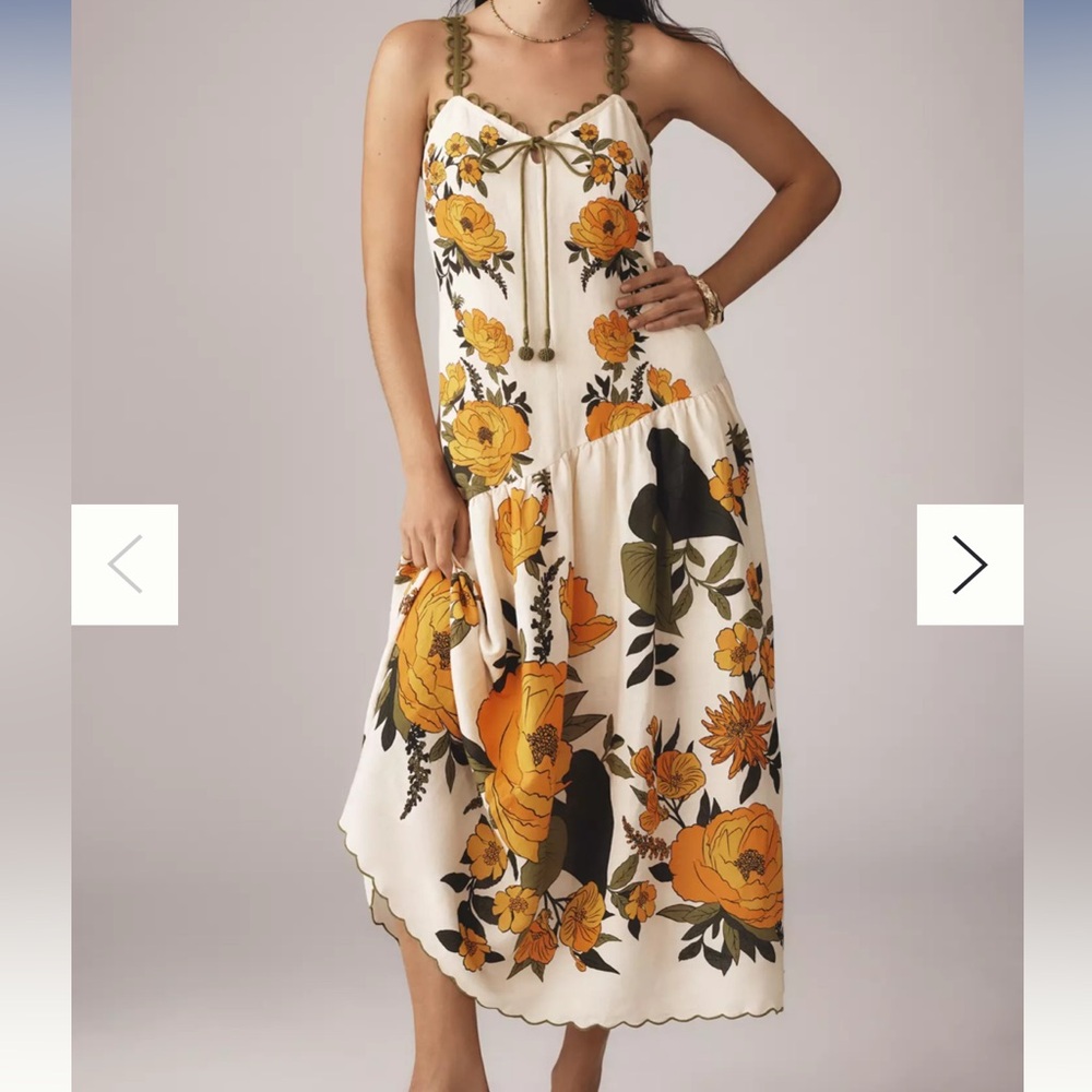 NWT Farm Rio x Anthropologie Sleeveless V-Neck A-Line Maxi Dress XSP